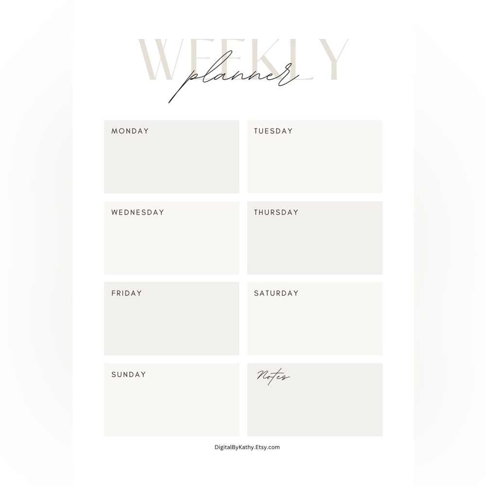 $1.20, PRINTABLE, Weekly Planner, Letter/A5/A4